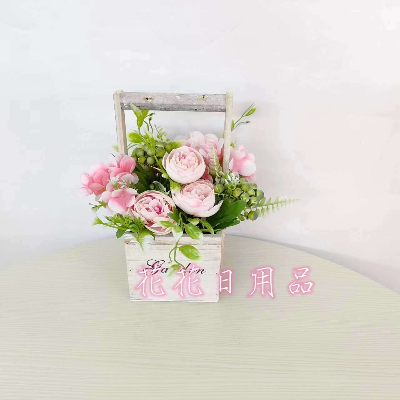 仿真花假花盆景木头盒子花苞野果壁挂摆件装饰品详情3