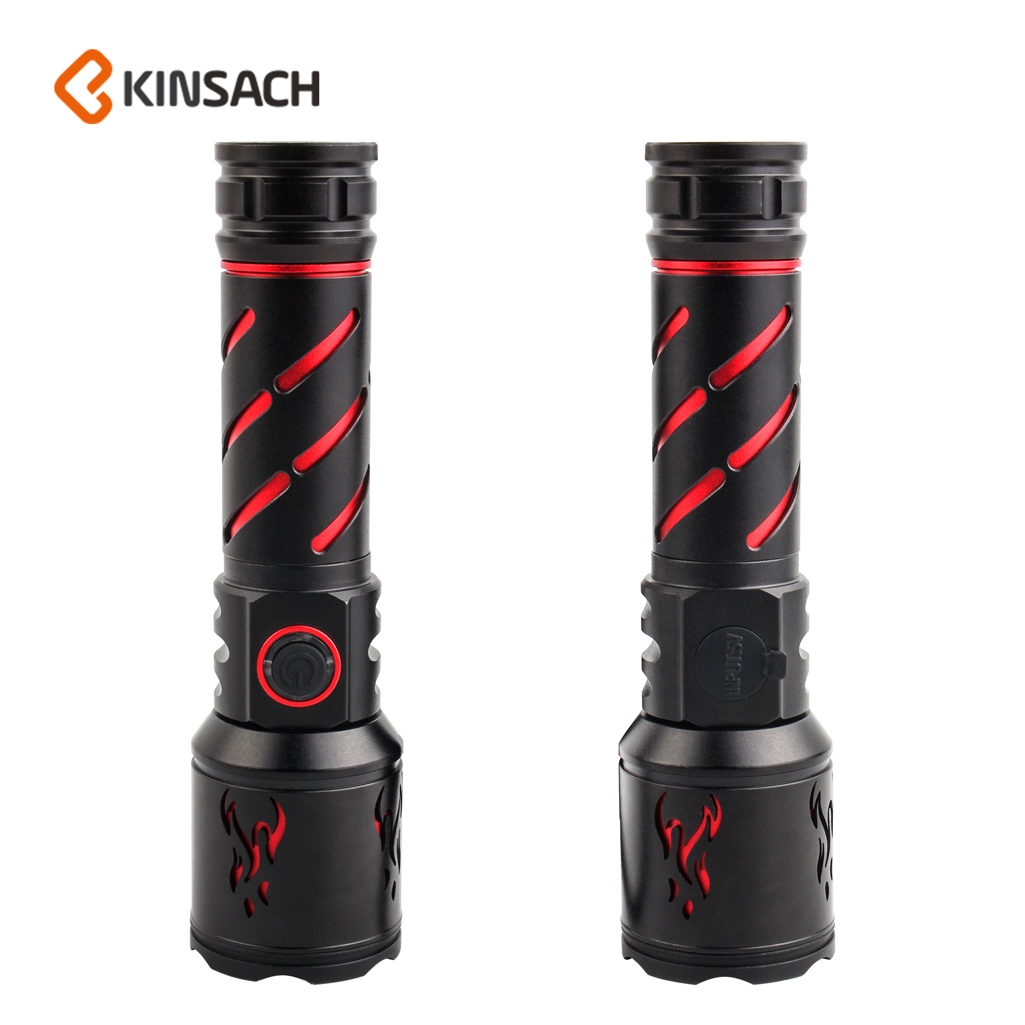 White laser flashlight Telescopic zoom flashlight USB rechargeable flashlight