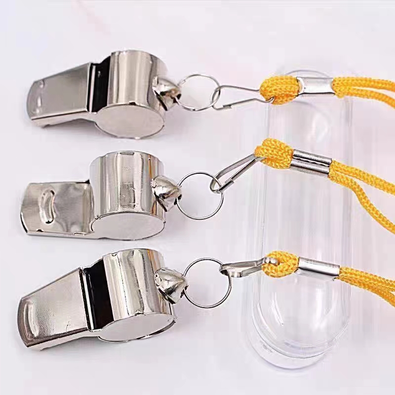 钥匙扣链条哨铁包边口哨6字型金属裁判口哨急救口哨OK铁哨救援厂家直销详情2