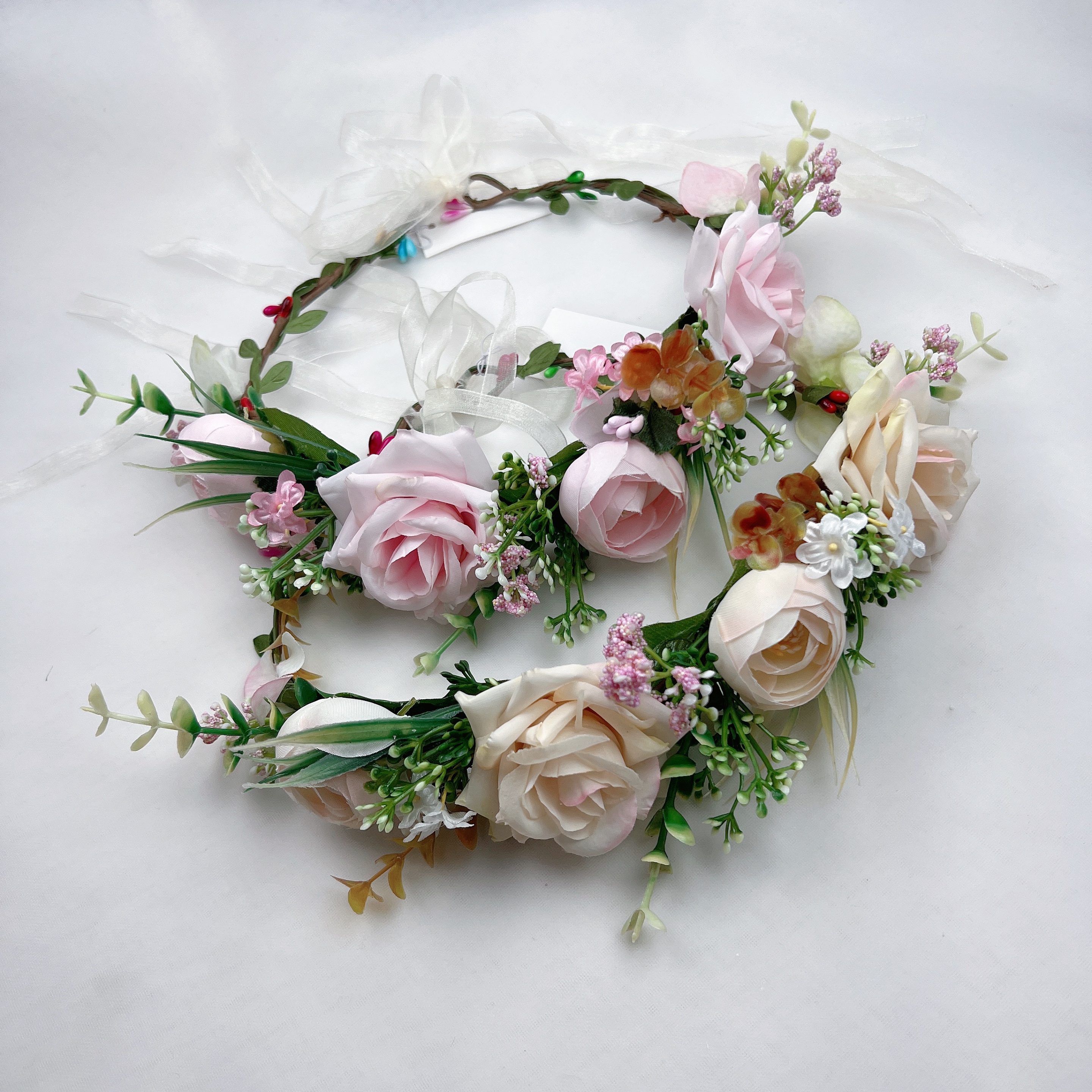 嘉兰花环 工厂原创2023新款新娘伴娘花环简约森系仿真花花环头饰花仙子 儿童表演拍照发箍详情4