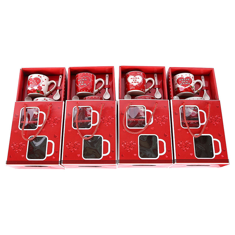 Spanish Mother's Day cup Coffee cup MUG Ceramic Cup Double Cup Breakfast Cup Milk Cup with handbag FELIZ DIA MAMA MUG Item Picture