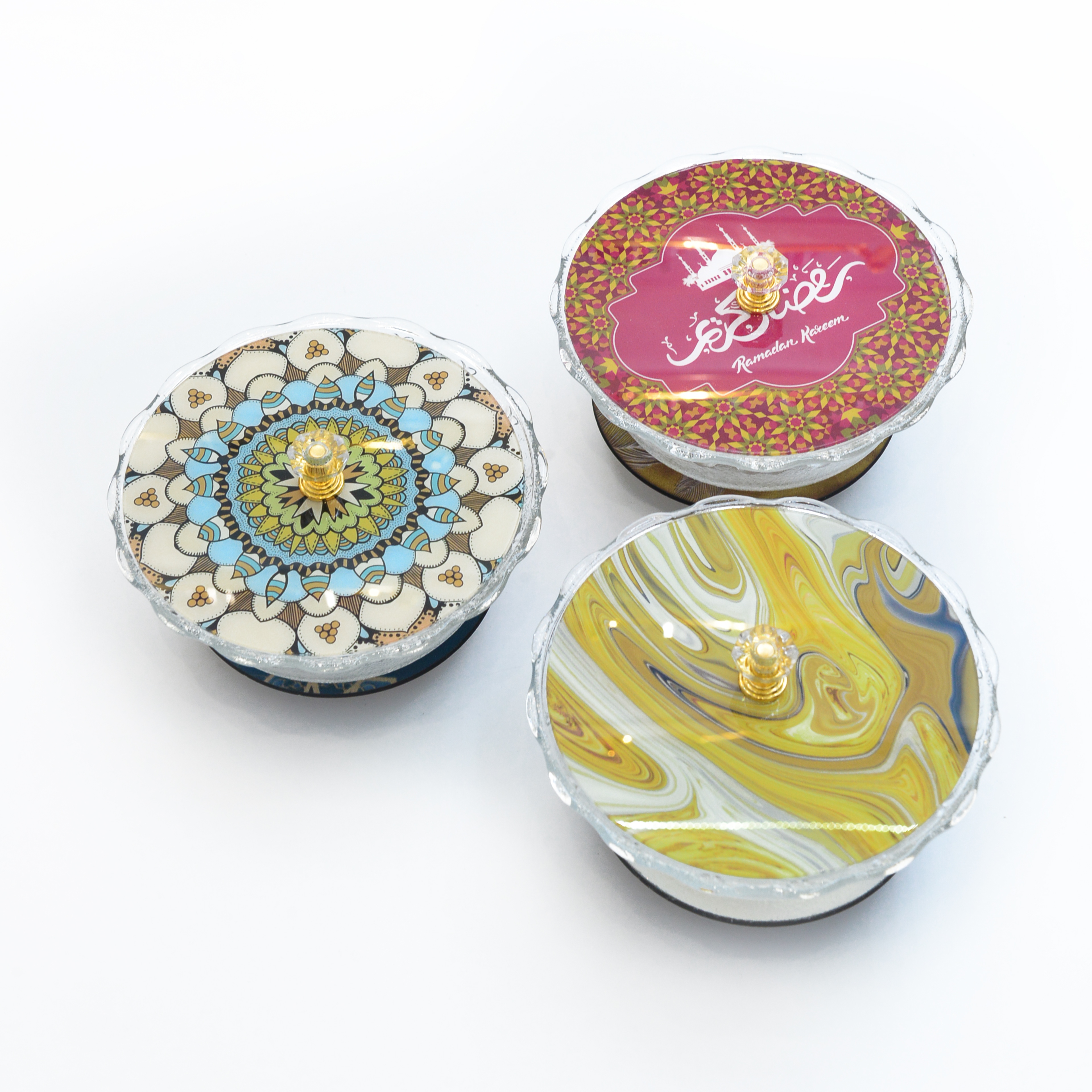 Arab acrylic glass crystal fruit plate, candy plate, dried fruit plate with lid 032 (Price negotiable
