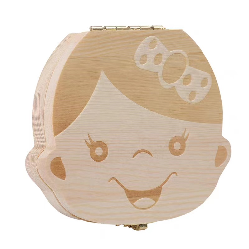 松木质男女宝宝彩绘乳牙收纳盒批发婴儿胎毛牙齿收藏纪念盒详情3