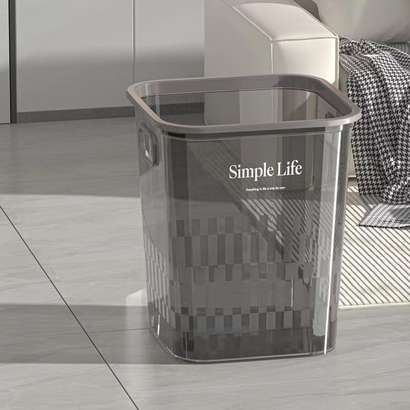 H01-2281透明垃圾桶 带压圈大容量办公室纸篓客厅厨房大号垃圾桶
