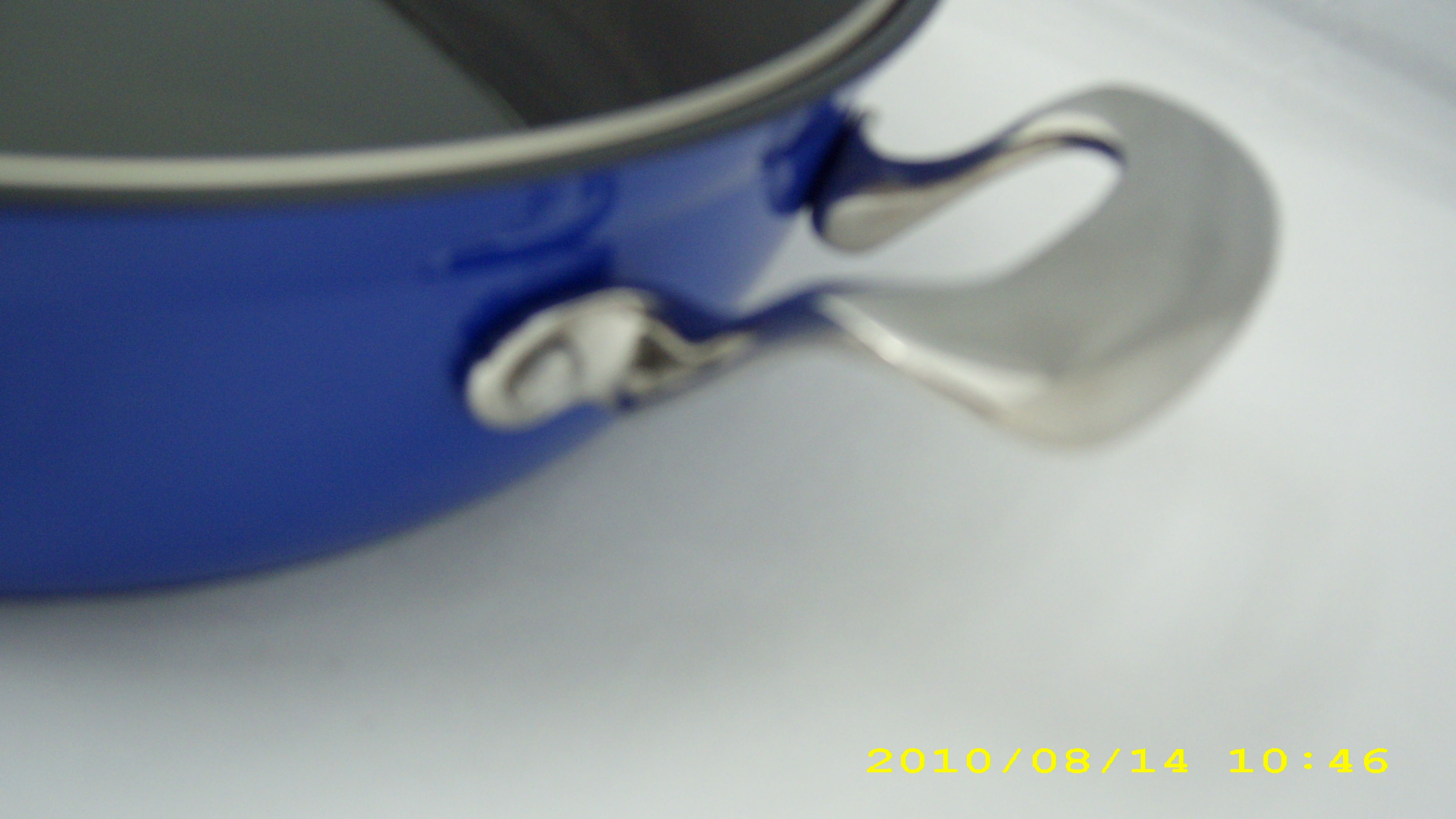 Kitchen Code: Korean imported kitchenware, blue high-purity double-handled shallow soup pot, 26cm Specification image