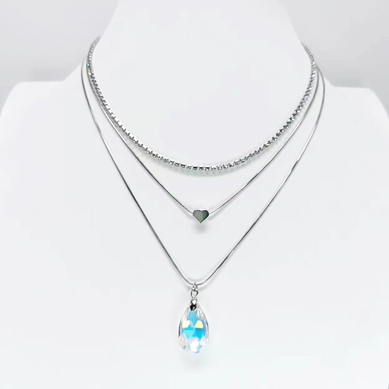 New product on the market! Heart-shaped water drop multi-layer collarbone necklace, light luxury and niche design, simple and elegant, a must-have for elegant women! Limited-time flash sale! You'll regret it if you don't buy! details Picture