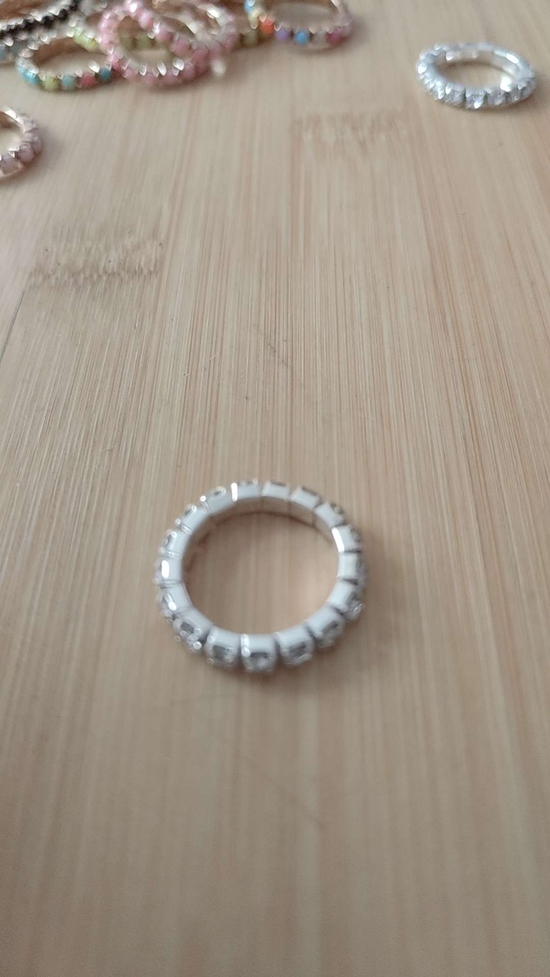 S12一排戒指弹力爪链3MM水钻多排戒指