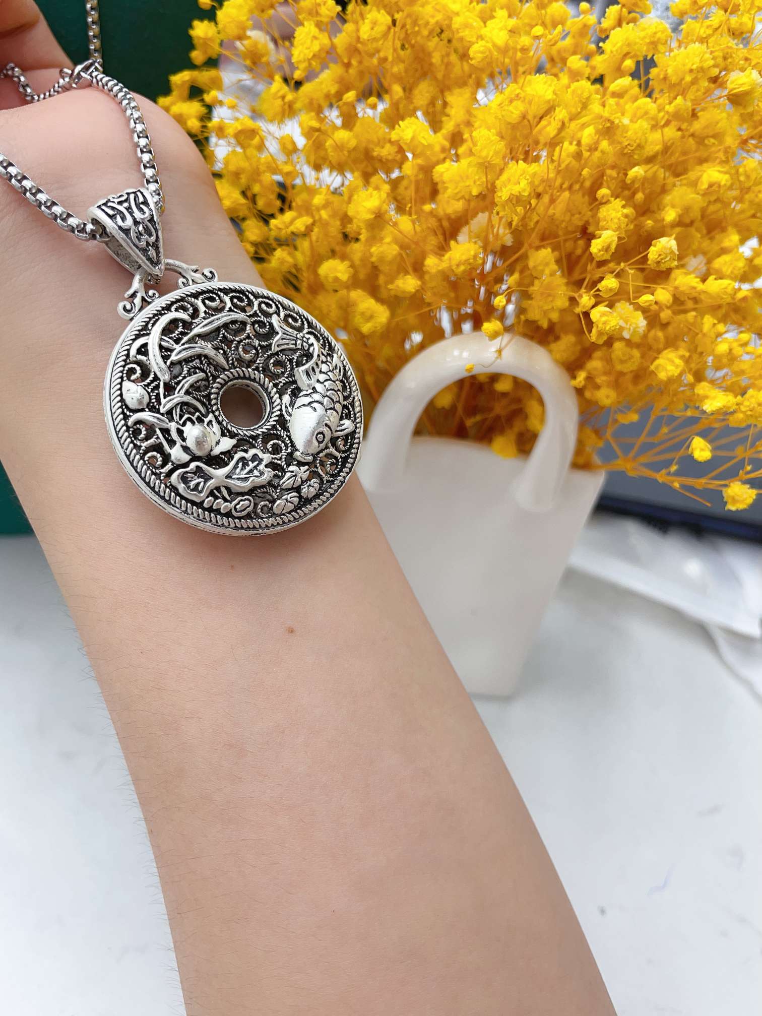 Chinese Wind Pingping Peace Auspicious Long Sweater Chain Specification drawing
