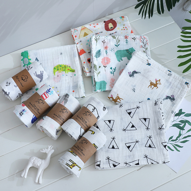 Bamboo cotton gauze baby wrap, muslin gauze cover, double-layer bamboo fiber blanket, all-cotton gauze waist seal packaging detail image 9