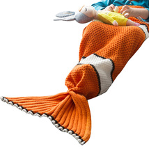 针织美人鱼尾巴毯子尼莫鱼儿童款针织毯子睡袋