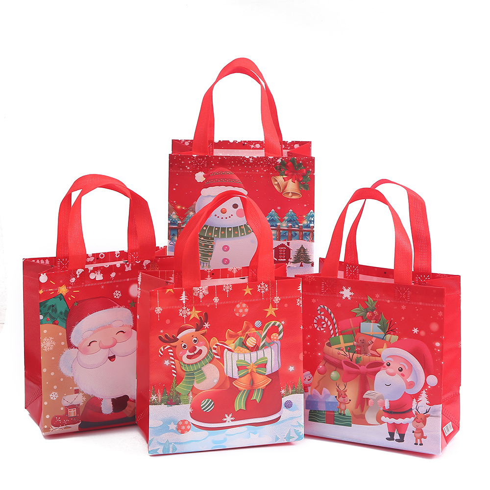 彩色手提袋圣诞节无纺布袋子印花派对礼物包装袋商场购物袋批发21123