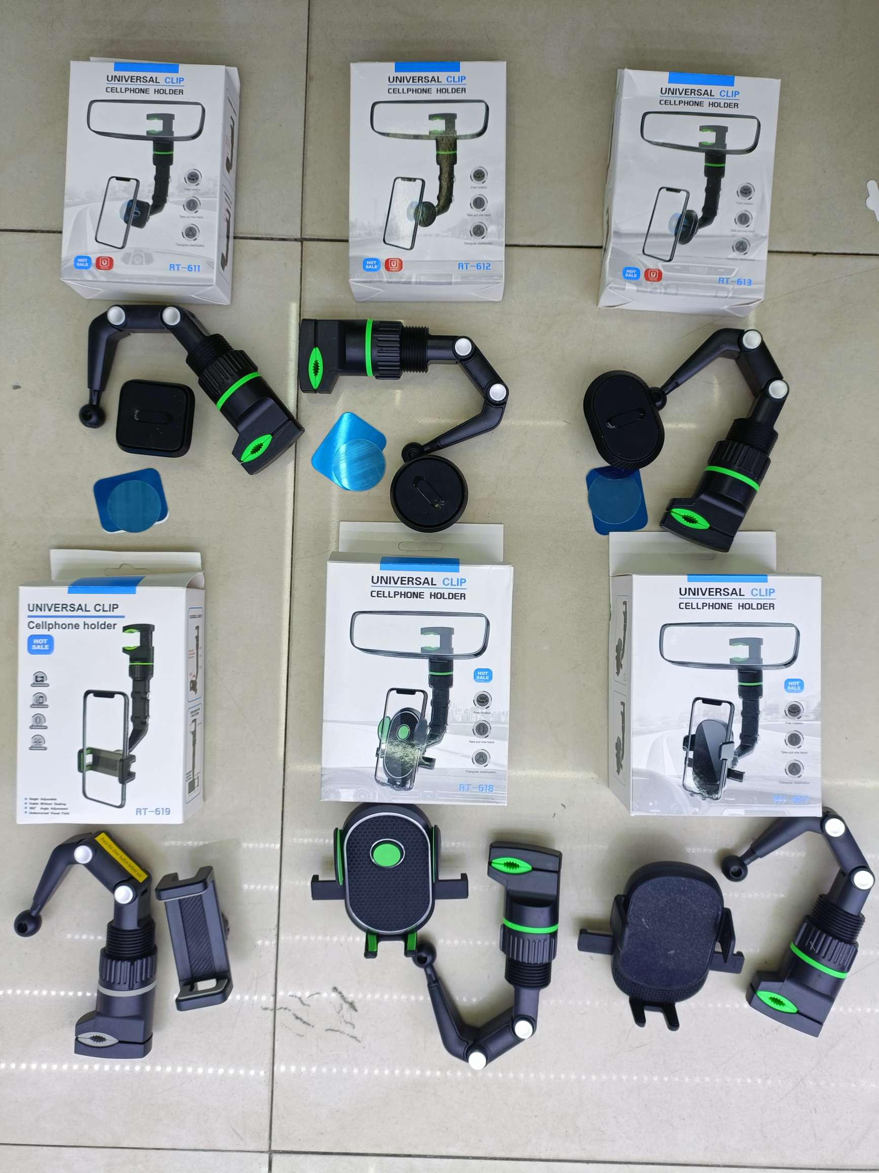 按压折叠后视镜手机支架 后视镜夹支架 车载手机支架 RT-611/612/613/617/618/619