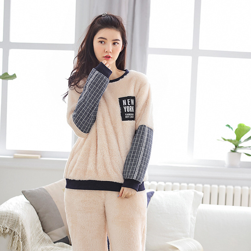 Chest Embroidered Pajamas Set Nightgown Pajamas Women's Winter Thickened Cotton Velvet Bathrobe Spring And Autumn With Velvet details Picture