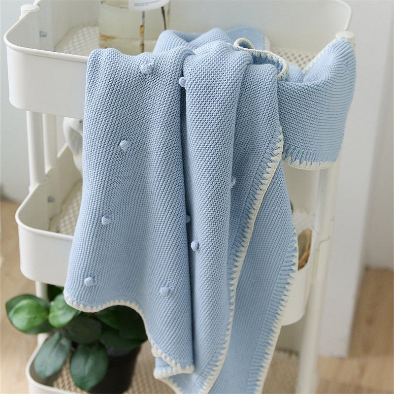 Solid color Class A children's all-cotton plain blanket, shell knitted blanket, sofa blanket, decorative blanket, car and airplane cover blanket, Skarman 76*102cm details Picture