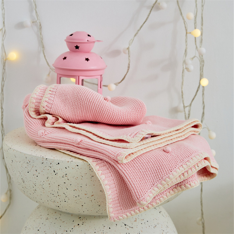Solid color Class A children's all-cotton plain blanket, shell knitted blanket, sofa blanket, decorative blanket, car and airplane cover blanket, Skarman 76*102cm detail image 2
