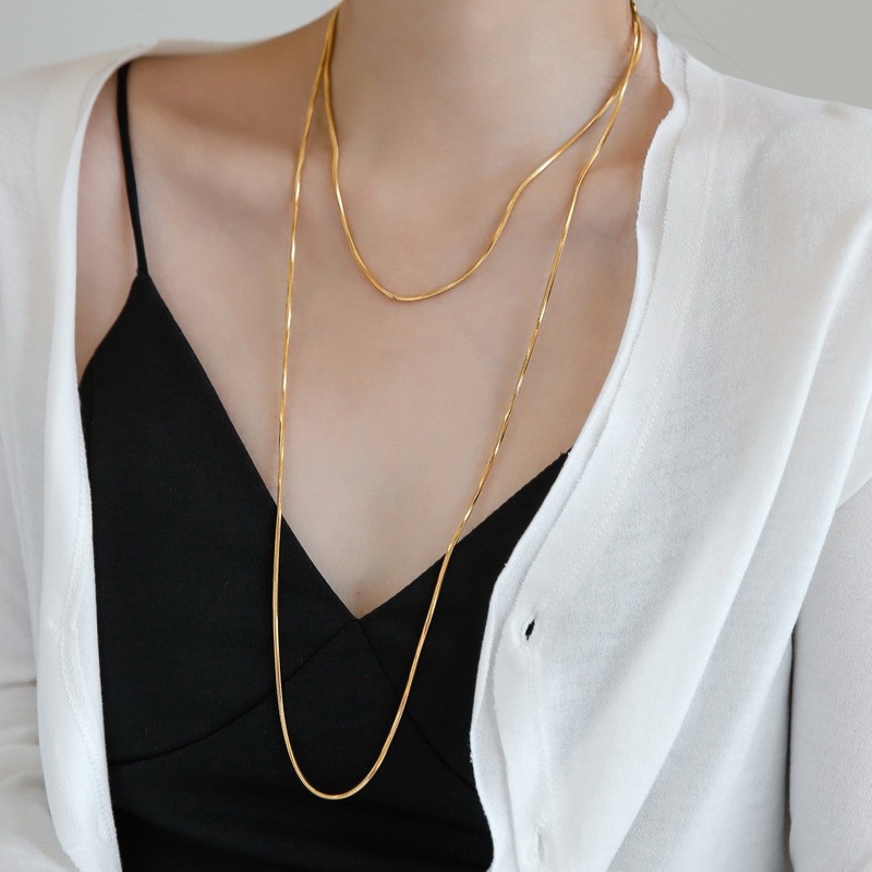 超长款项链蛇骨链120cm素链毛衣链2022年新款潮设计感小众不掉色详情图3