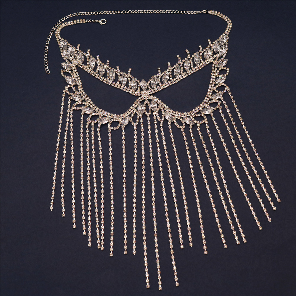 Cross-Border Explosive High-End Luxury Rhinestone Long Tassel Mask Dinner Party Masquerade Ball Zircon Mask Face Accessories Specification drawing