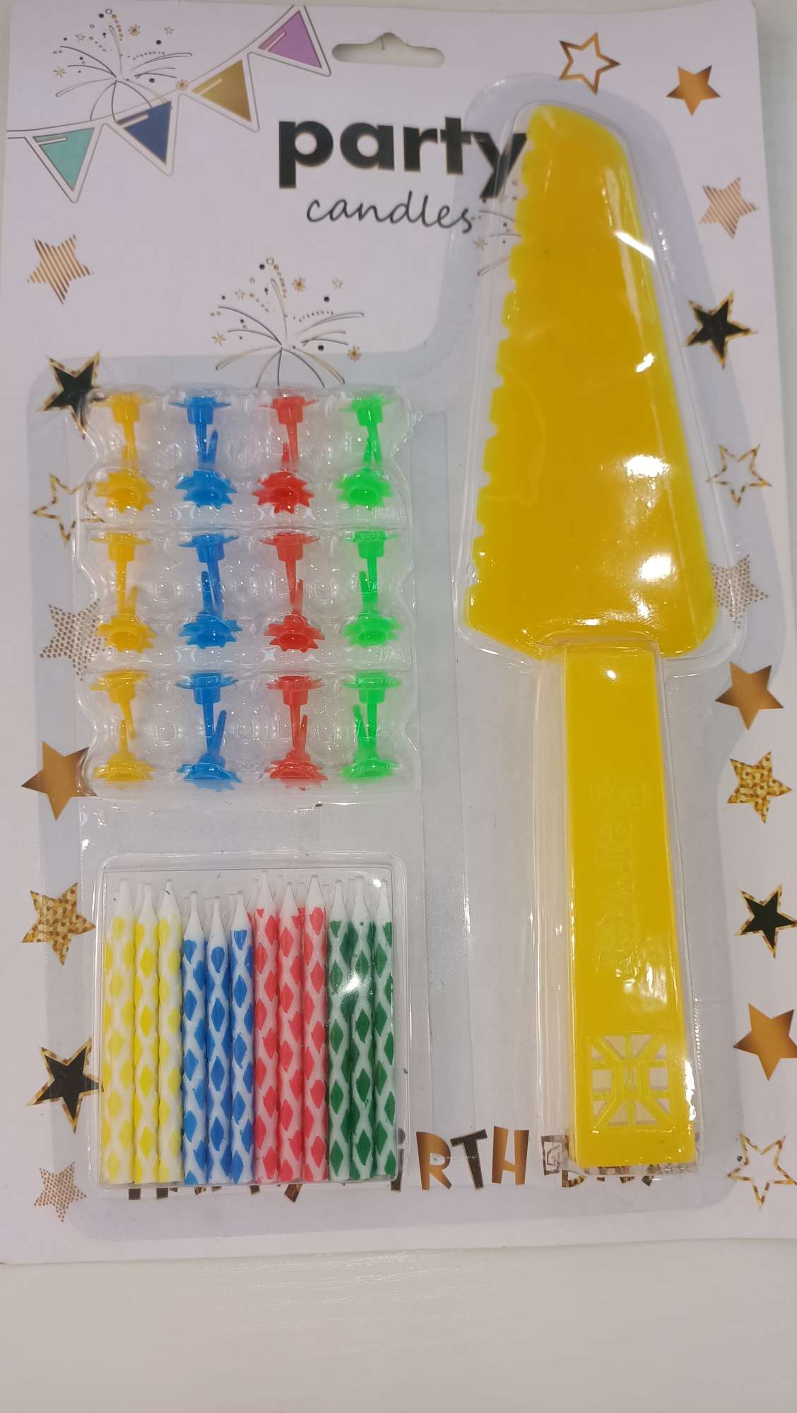 Maple Forest 24 diamond-patterned + plastic knife +24 flower star card birthday candles