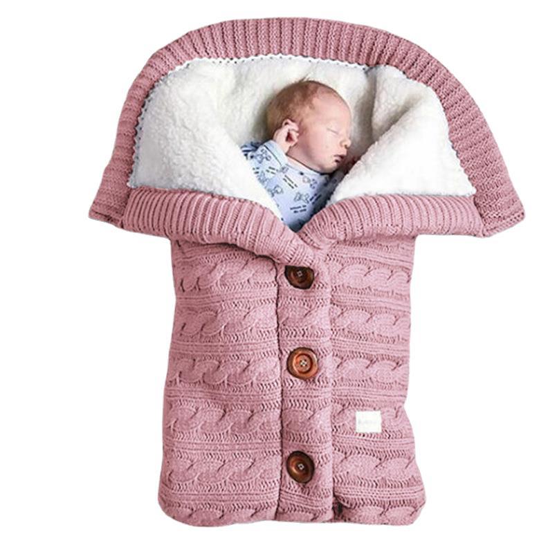 European and American autumn and winter baby stroller sleeping bag, outdoor button baby knitted sleeping bag, wool, fleece and thickened blanket, 70*40cm details Picture