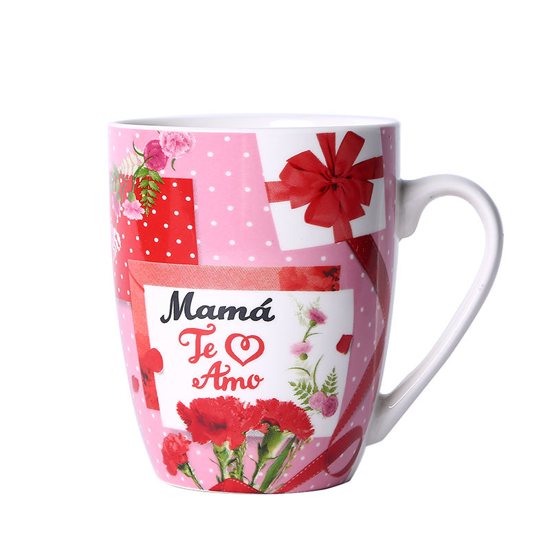 Spanish Mother's Day cup Coffee cup MUG Ceramic Cup Double Cup Breakfast Cup Milk Cup with handbag MAMA TE AMO MUG details Picture