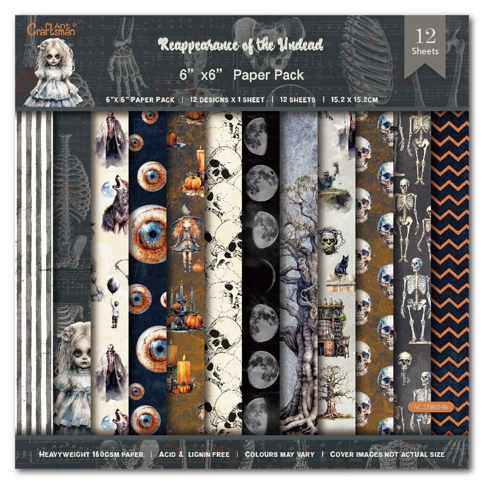 6inch paper pack - Reappearance of the Undead - Planners/ Scrapbooks /Cards / Journals / Photo Album DIY decoration  (12 sheets) AC230803-06 Application Scenario