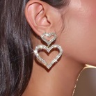 新款欧美流行双桃心爱心耳环 简约时尚设计热销爆款！超值饰品，不买你会后悔的耳钉！