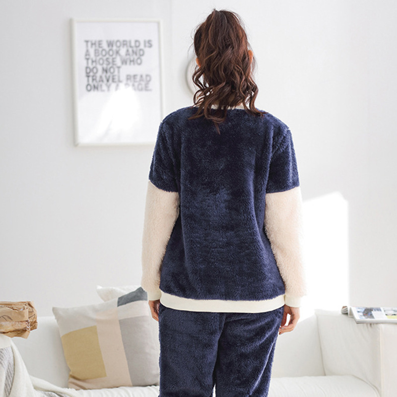 Chest Embroidered Pajamas Set Nightgown Pajamas Women's Winter Thickened Cotton Velvet Bathrobe Spring And Autumn With Velvet Application Scenario