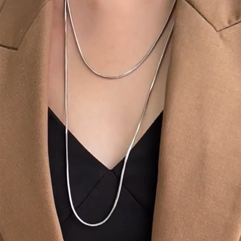 超长款项链蛇骨链120cm素链毛衣链2022年新款潮设计感小众不掉色详情图5