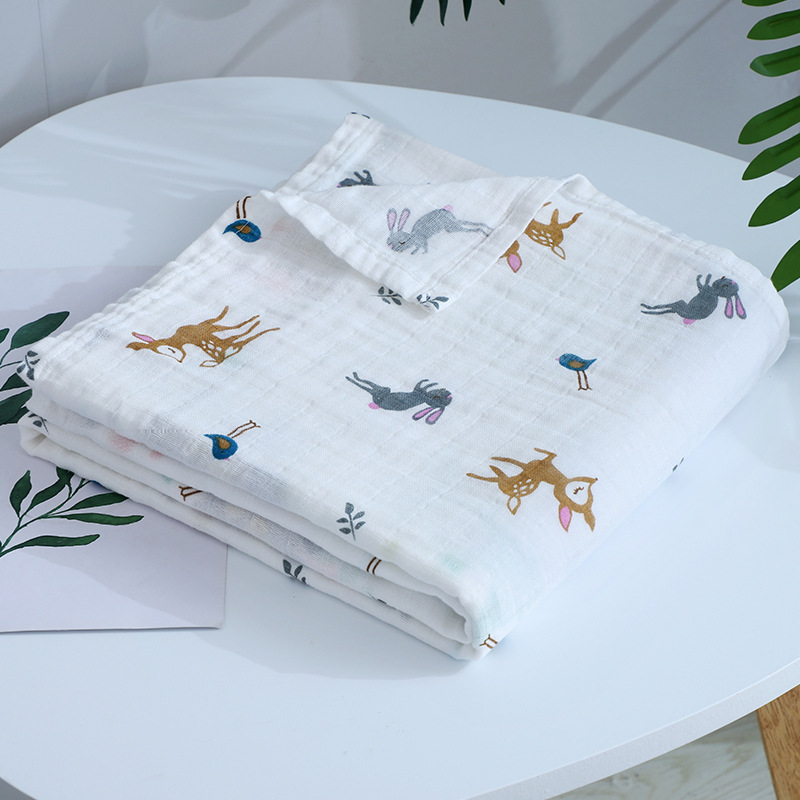 Bamboo cotton gauze baby wrap, muslin gauze cover, double-layer bamboo fiber blanket, all-cotton gauze waist seal packaging detail image 6