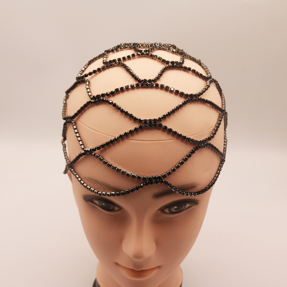 Hot New Accessories Mesh Rhinestone Hair Chain Exaggerated Temperament Multi-Layer Full Diamond Hair Chain Europe And The United States Item Picture