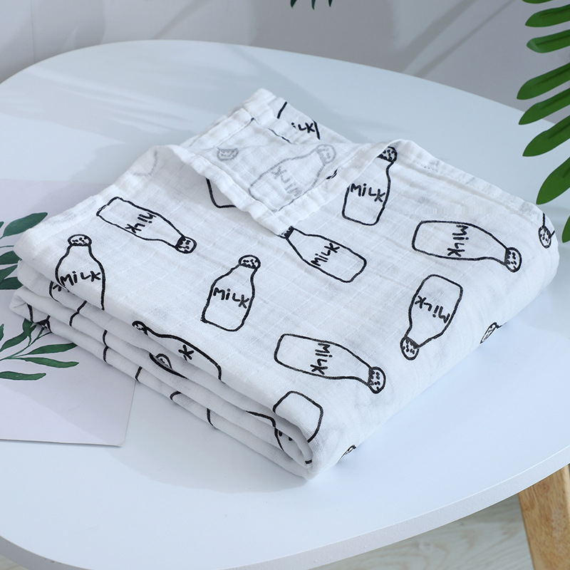 Muslin all-cotton gauze towel, newborn swaddling towel, infant and toddler thin gauze printed bath towel can be customized details Picture