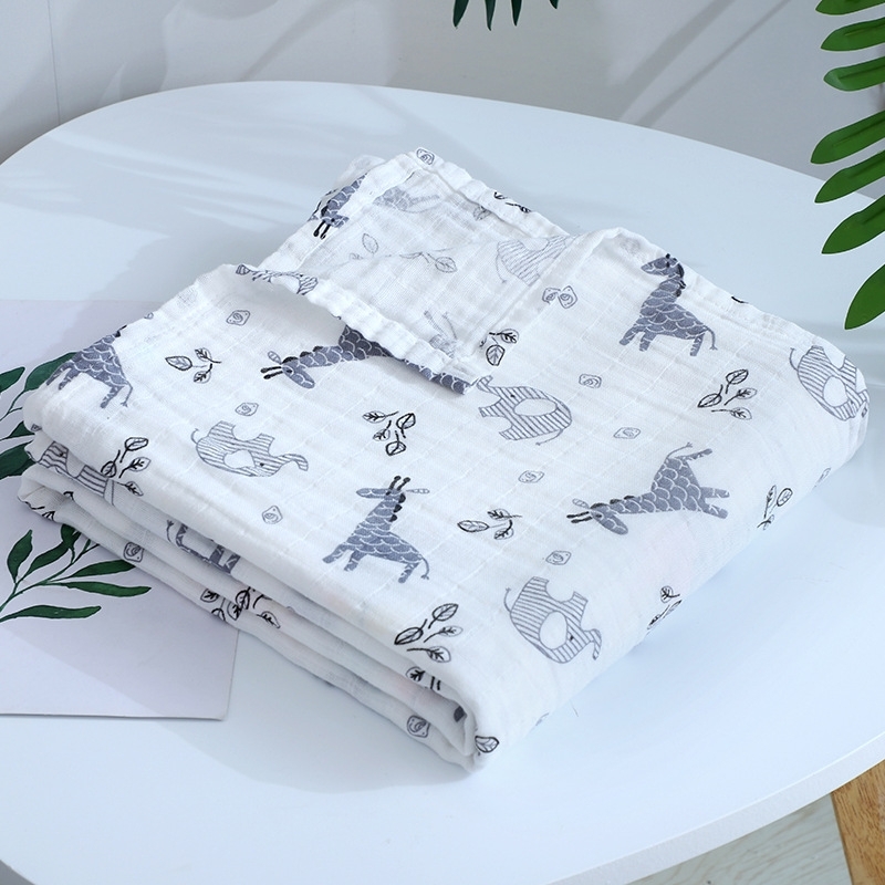 Bamboo cotton gauze baby wrap, muslin gauze cover, double-layer bamboo fiber blanket, all-cotton gauze waist seal packaging detail image 4