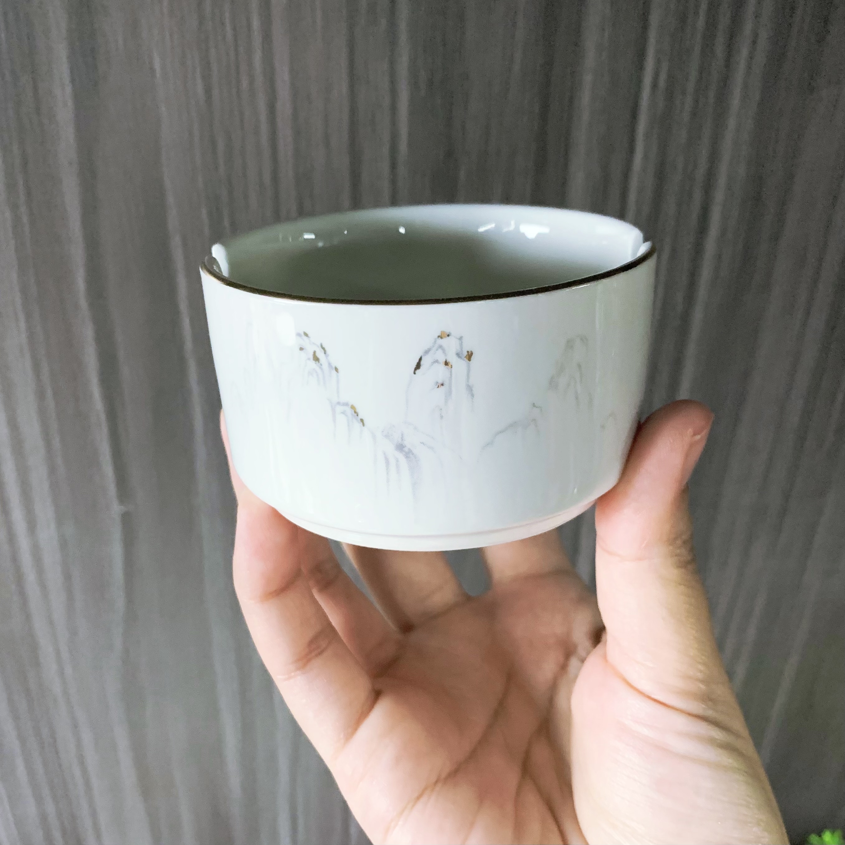 Yanfei Nanshan Series Ceramic Tableware Set, gold-edge ink-wash style Chinese-style plates, bowls, plates and cups, suitable for hotel and restaurant use Item Picture