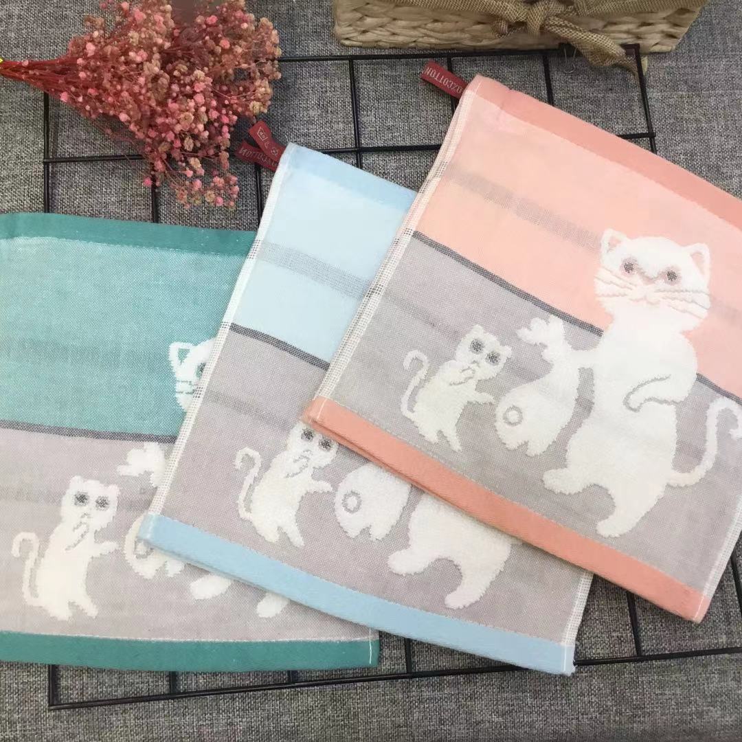 All-cotton square towels, gauze, untwisted children's face towels, cartoon square towels, 25*25cm, small towels for kindergartens detail image 3