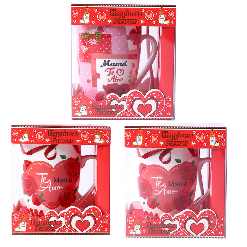 Spanish Mother's Day cup Coffee cup MUG Ceramic Cup Double Cup Breakfast Cup Milk Cup with handbag MAMA TE AMO MUG Item Picture