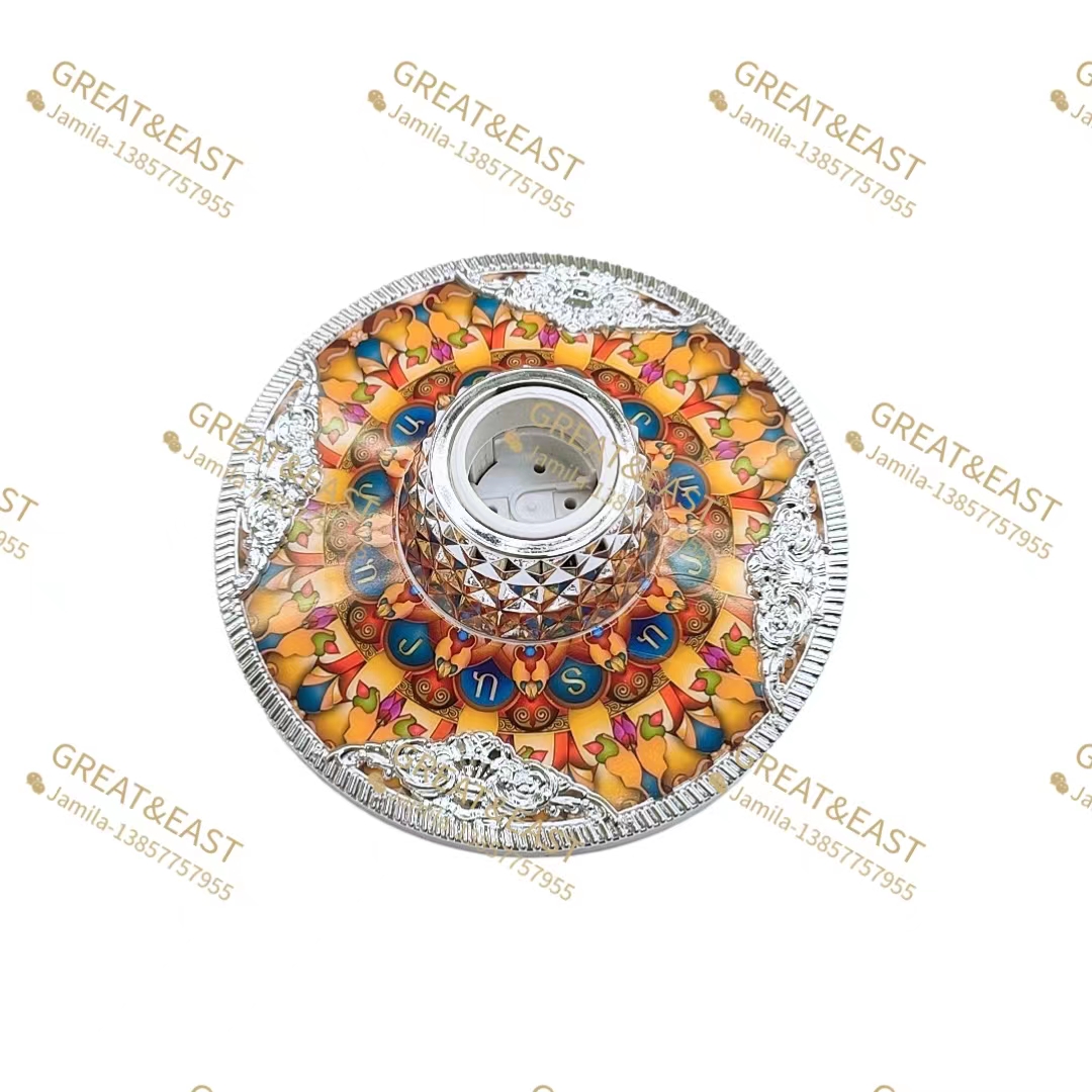 电工产品/灯座卡口/银边彩色花纹细节图