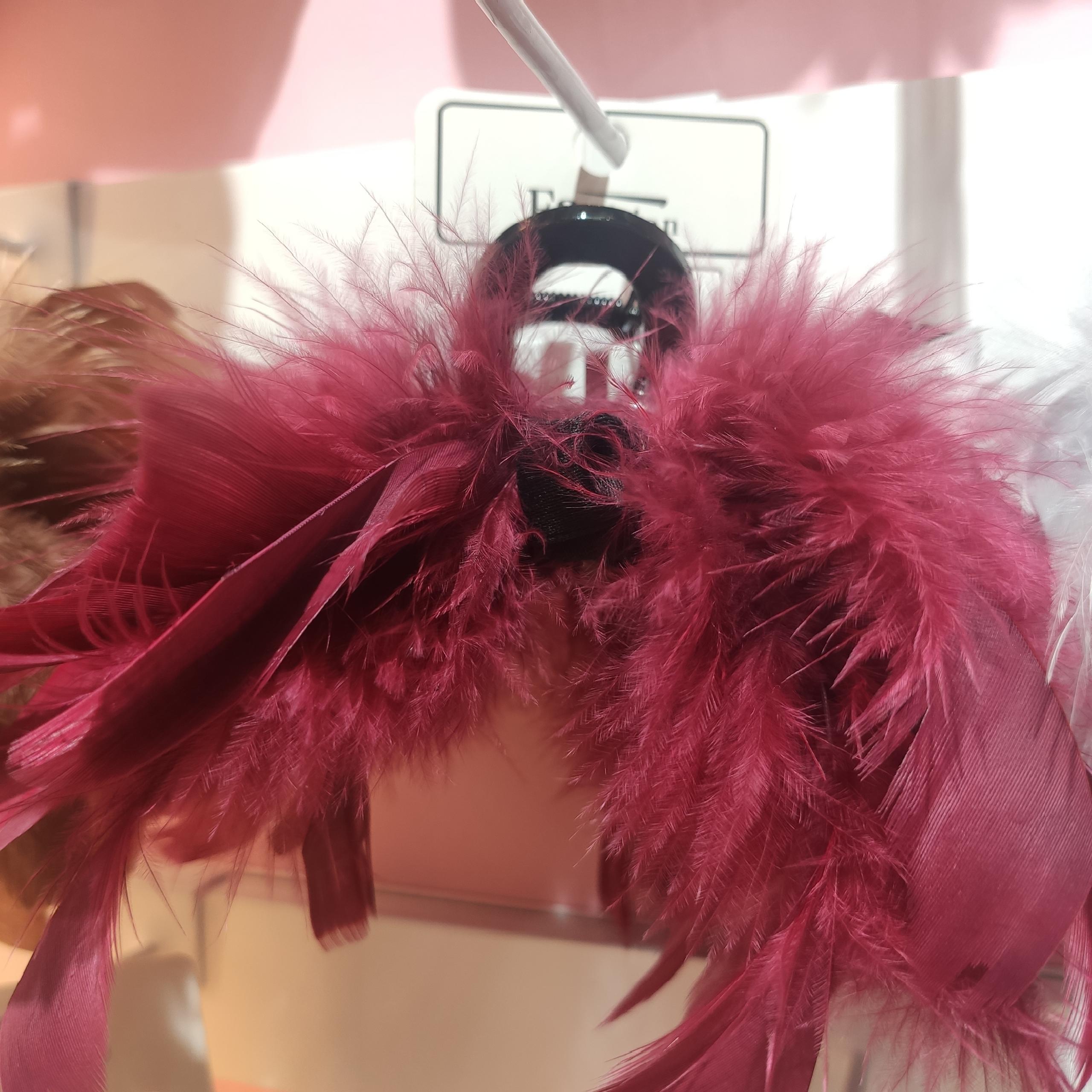 Red Ostrich Hair Grab With Feather Grab With Everything New Shark Clip Instagram Grab Headpiece Hair Accessories Specification drawing