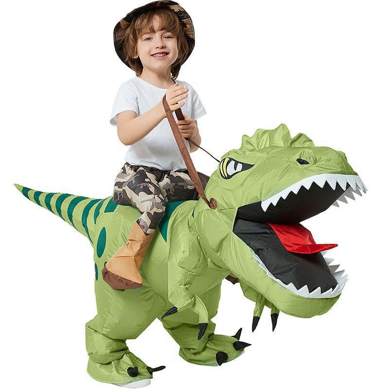 万圣节恐龙儿童充气服骑恐龙坐骑裤子搞怪玩具迅猛龙成人儿童表演服详情图4