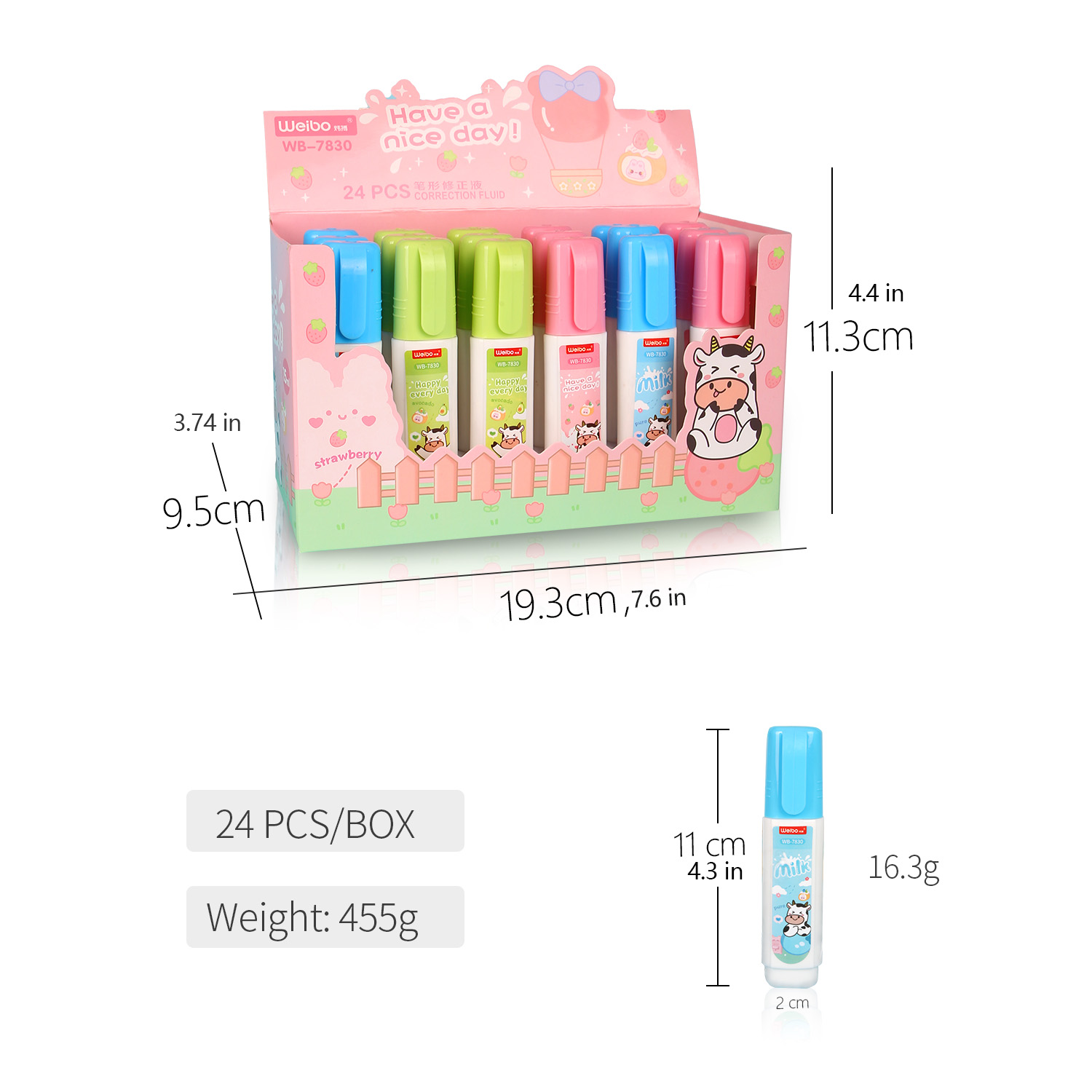 WEIBO Student Stationery Correction Liquid Cartoon Quick-drying Correction liquid Color bottle Correction Liquid wholesale Error Correction Liquid Large capacity Item Picture