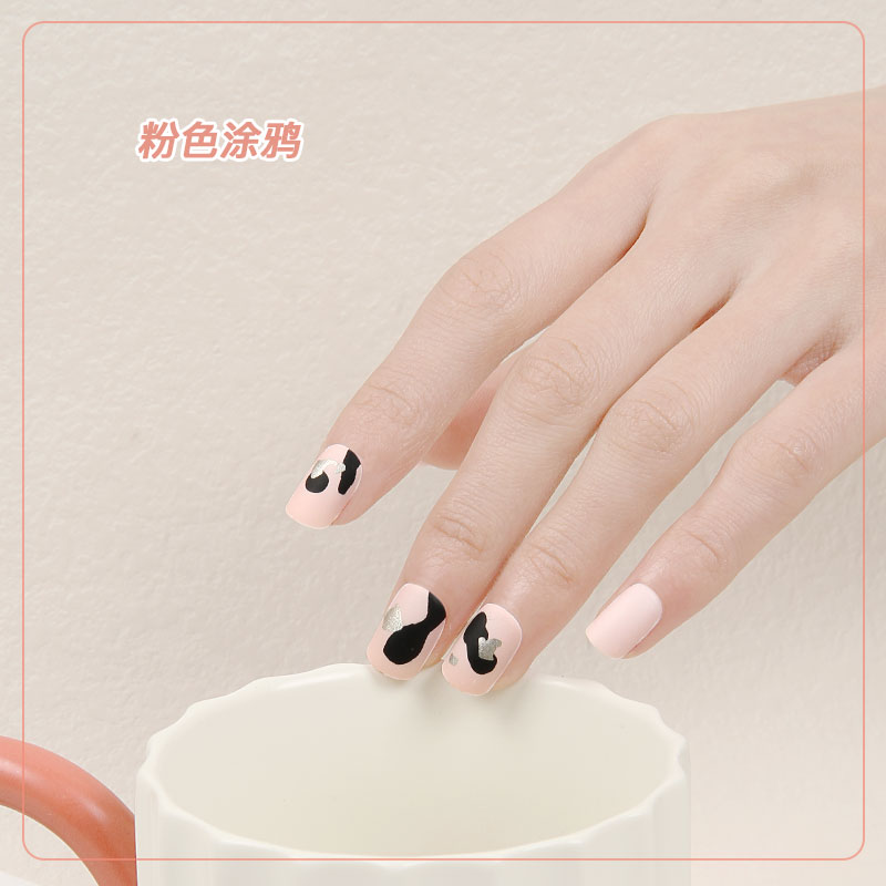 新款秋冬穿戴甲薄款可爱涂鸦美甲贴片24片美甲贴片假指甲