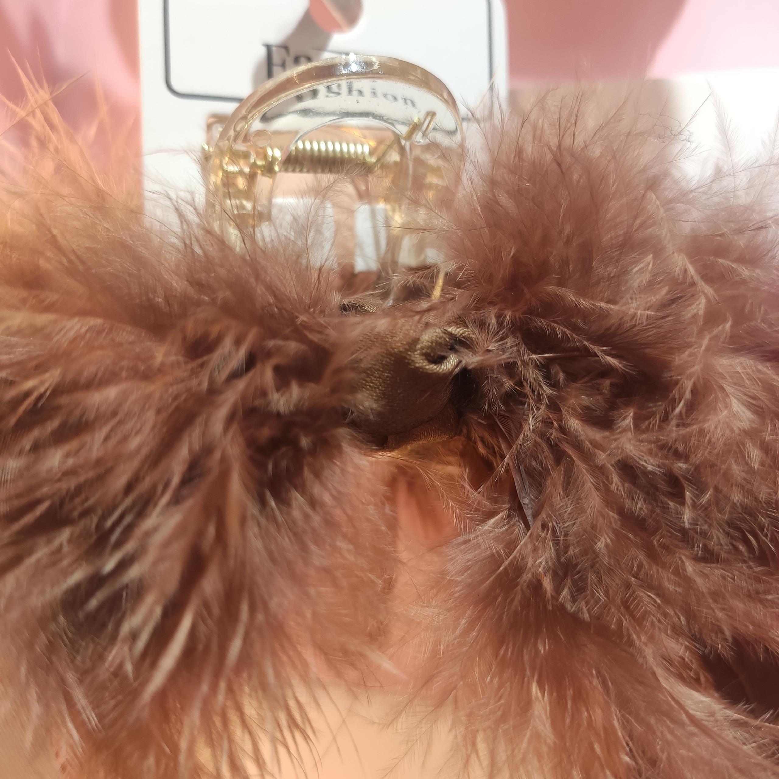 Camel Ostrich Hair Grab Clip Feather Grab Clip All New Shark Clip Ins Grab Clip Headgear Hair Accessories