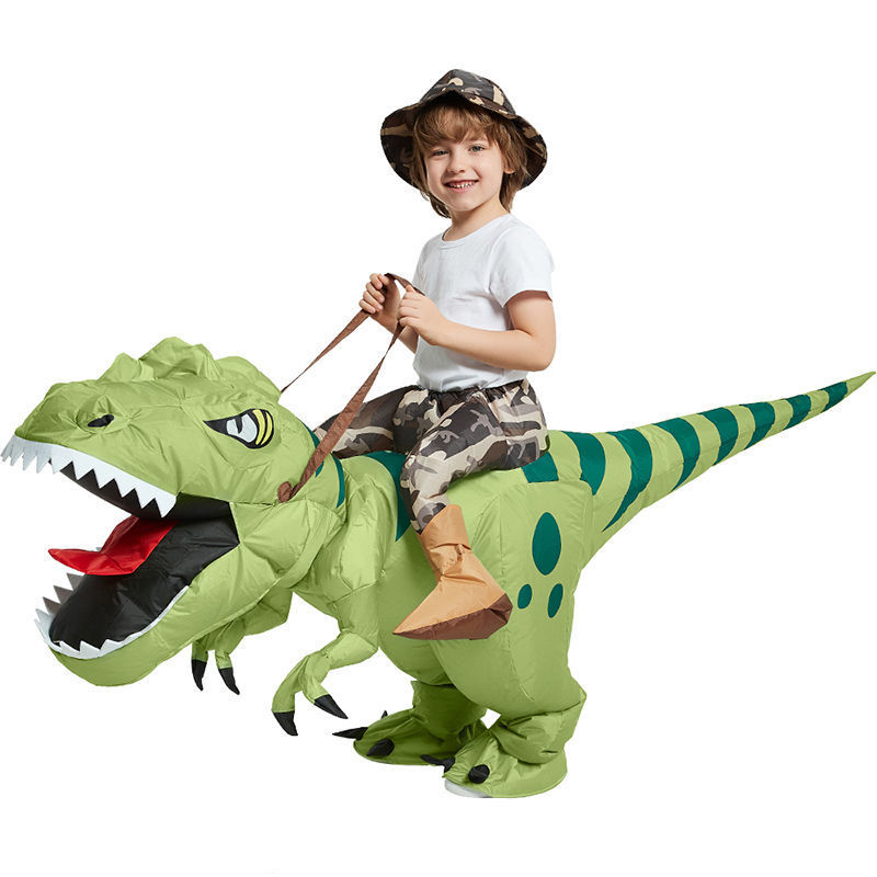 万圣节恐龙儿童充气服骑恐龙坐骑裤子搞怪玩具迅猛龙成人儿童表演服