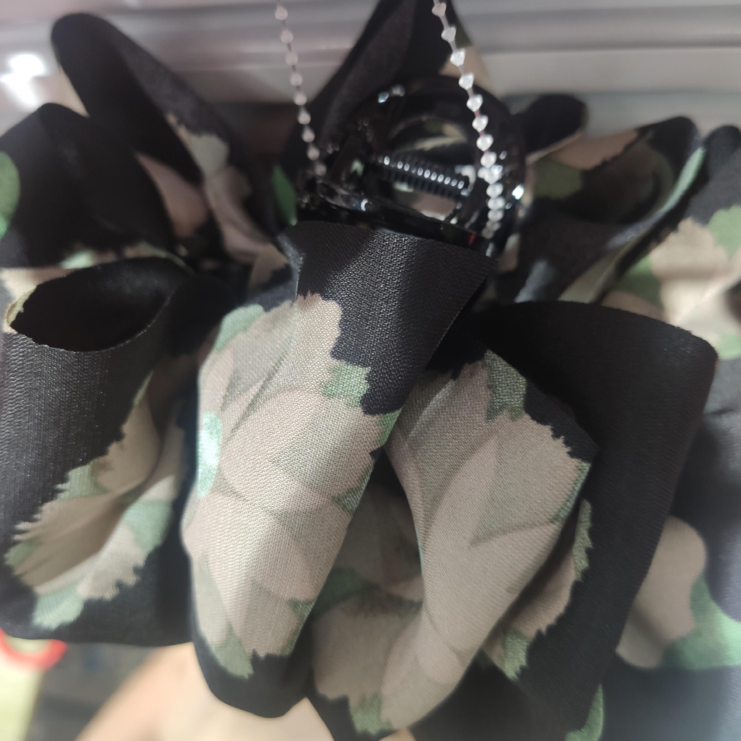 Real Black Print French Vintage Solid Satin Oversized Hair Grab Pin Hair Clip Back Head Headwear Professional Korean Hair Accessories details Picture