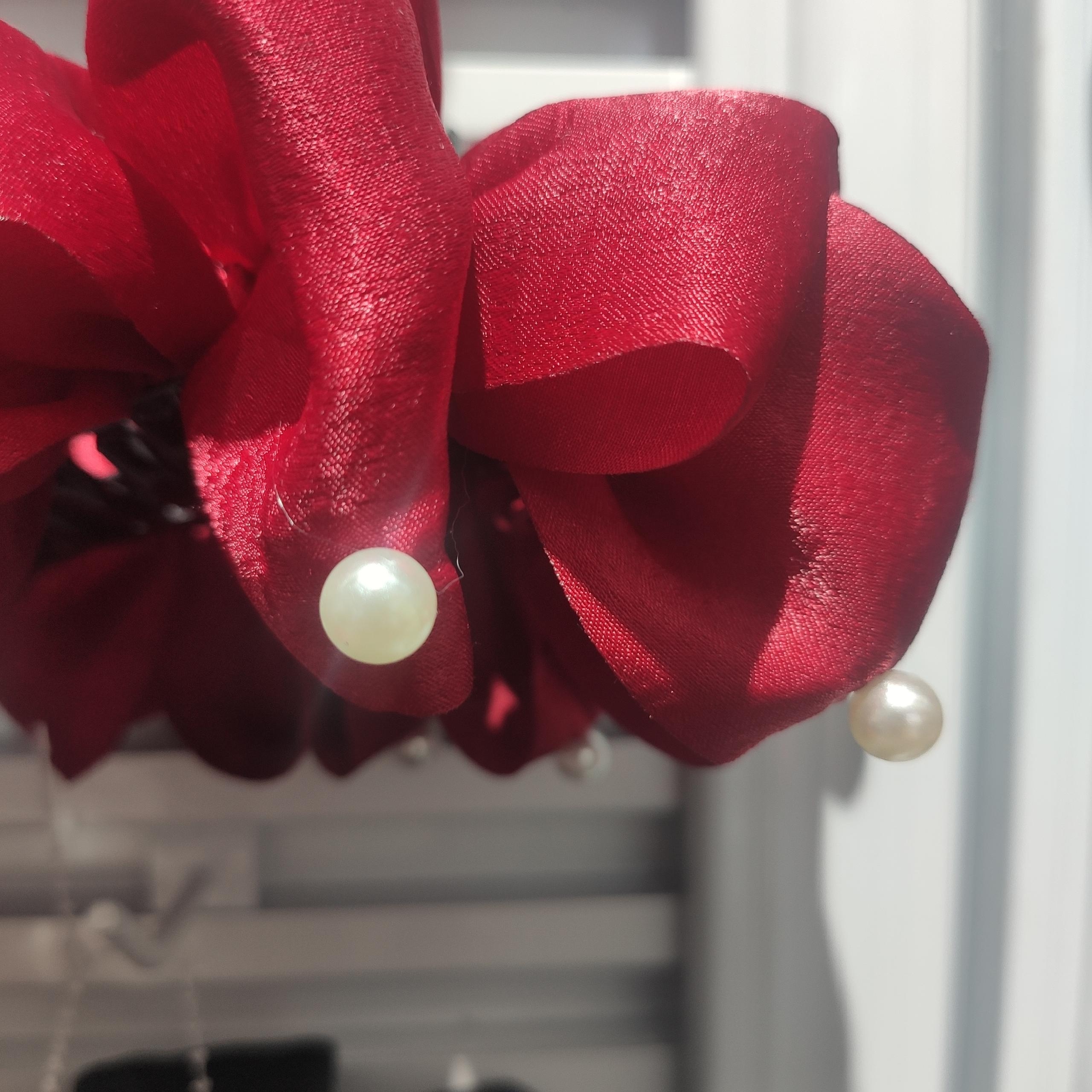 Real Shot Red Pearl French Vintage Solid Satin Oversized Hair Grab Pin Hair Clip Back Head Headdress Korean Hair Accessories Specification drawing