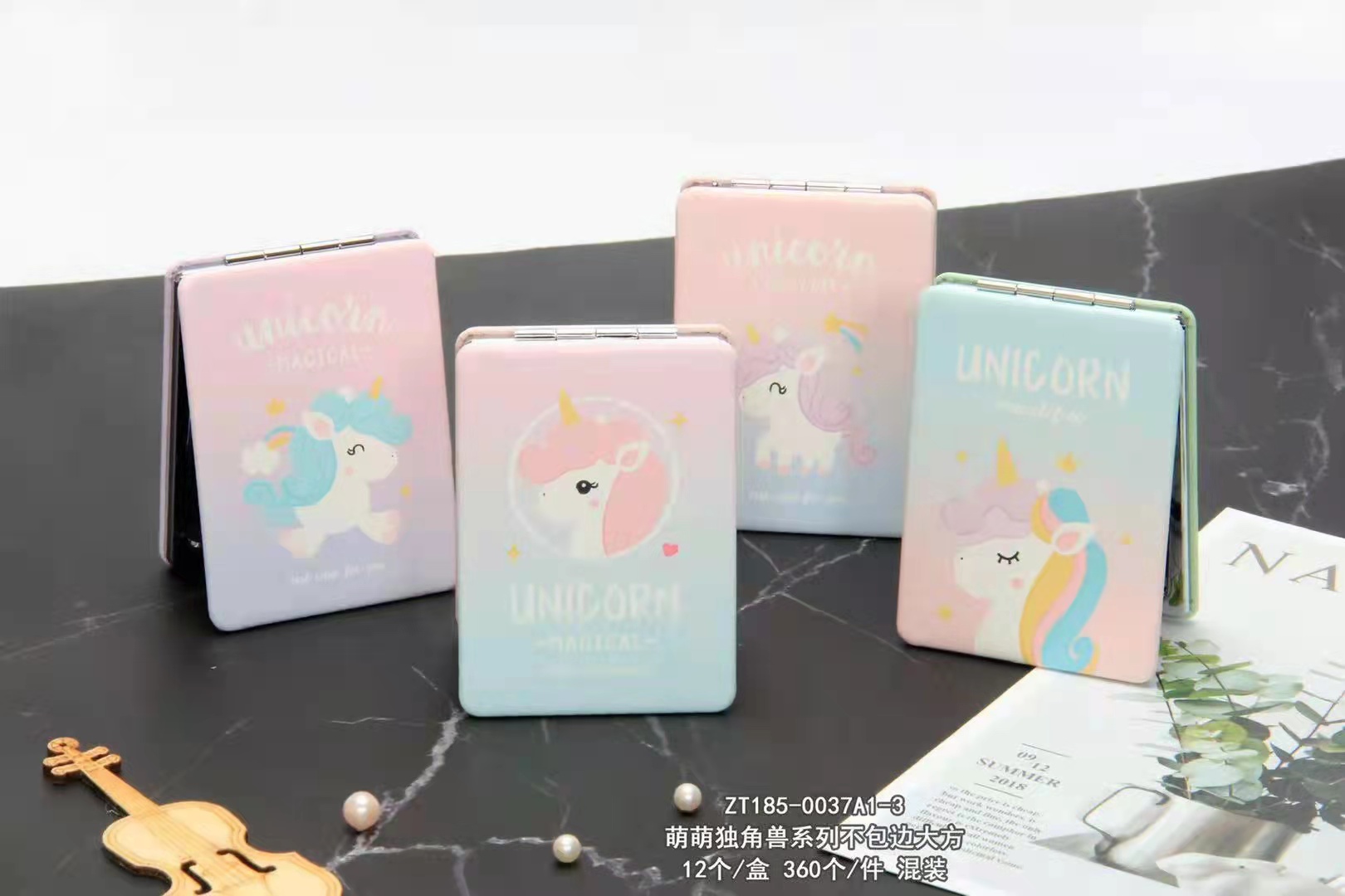 可爱小镜子女便携随身携带口袋化妆镜学生手持迷你折叠双面镜详情图2