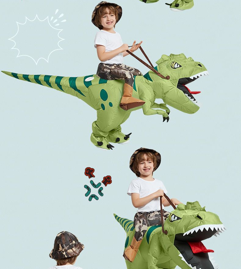 万圣节恐龙儿童充气服骑恐龙坐骑裤子搞怪玩具迅猛龙成人儿童表演服详情8