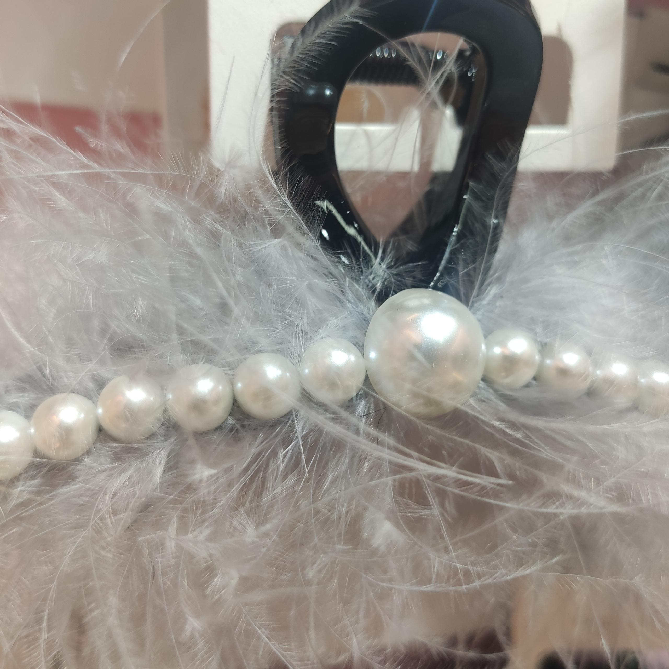 Grey Pearl Ostrich Hair Grab Clip Shark Clip Ins Wind Headwear Hair Accessories Item Picture