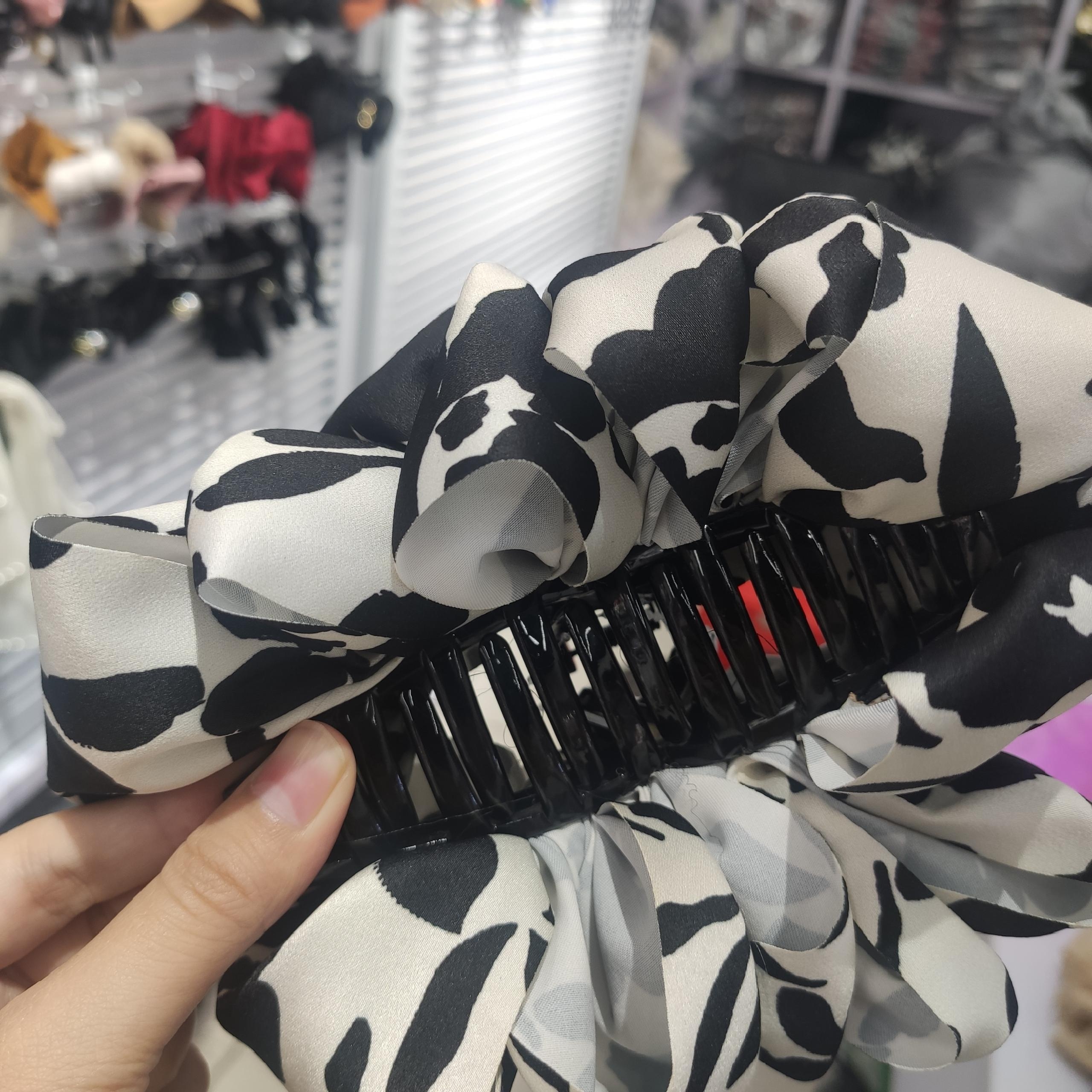 Real Black French Vintage Solid Satin Oversized Hair Grab Pin Hair Clip Back Head Headdress Professional Korean Hair Accessories details Picture