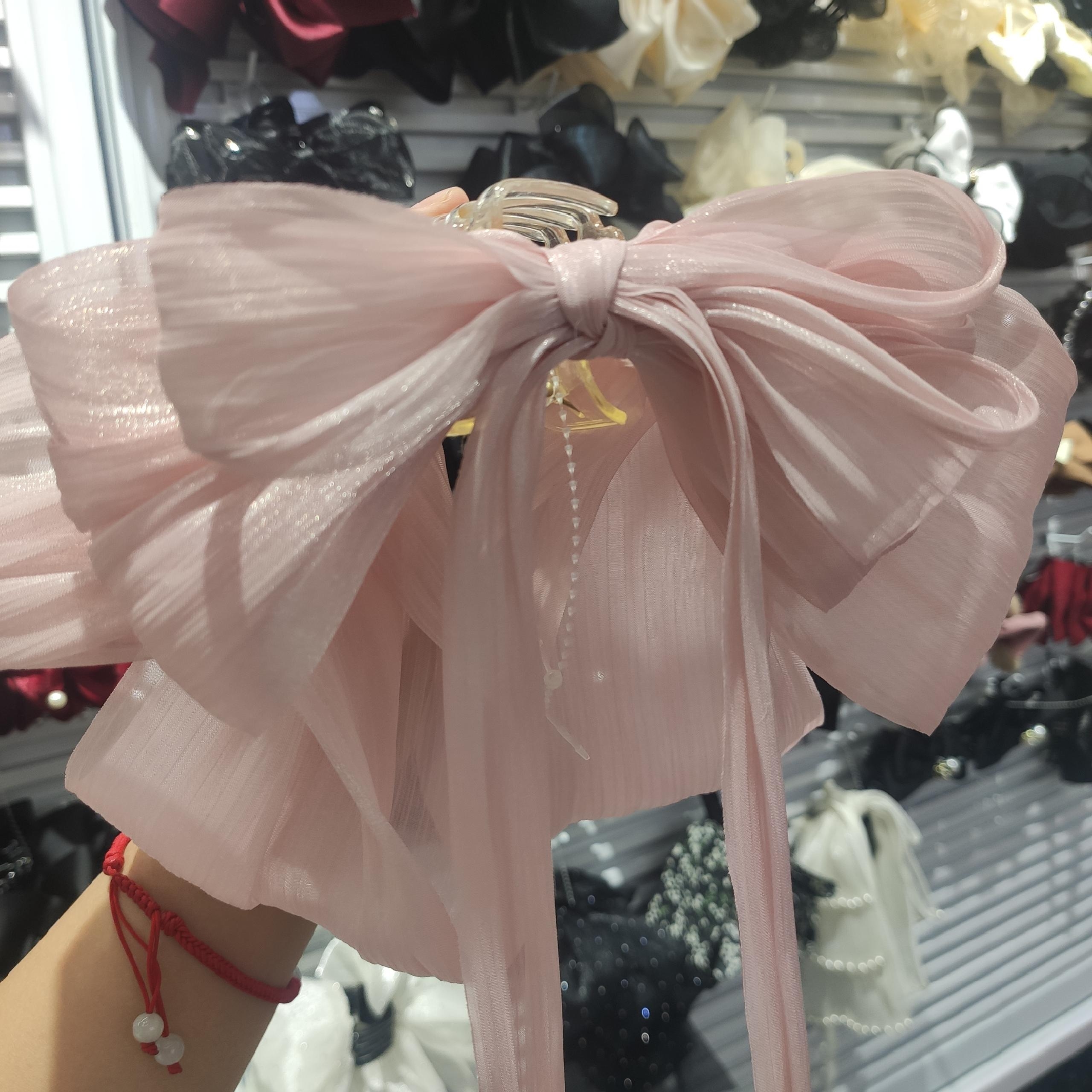 Pendant Bow Ribbon Grab Clip Half Hair Ponytail Clip To Show The Face Small Tray Hair Shark Clip Fluffy Headdress Specification drawing