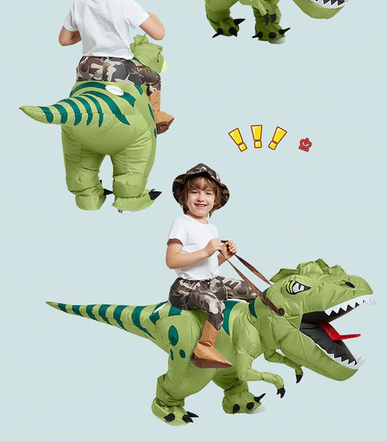 万圣节恐龙儿童充气服骑恐龙坐骑裤子搞怪玩具迅猛龙成人儿童表演服详情9
